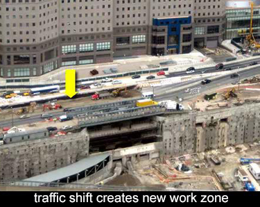 As soon as the traffic is shifted onto this new space, the area alongside becomes your new work zone